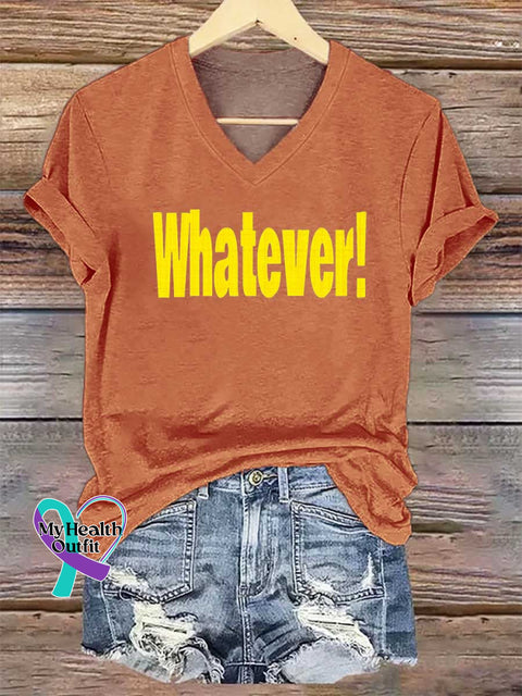 Women’s Whatever! V-neck Casual T-Shirt Orange / S