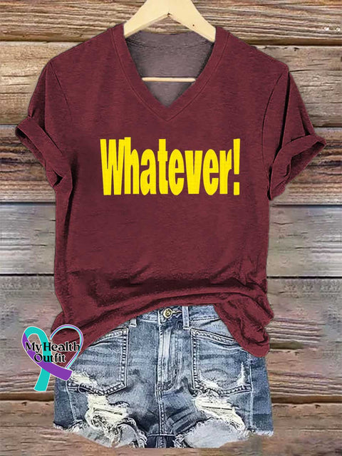 Women’s Whatever! V-neck Casual T-Shirt Red / S