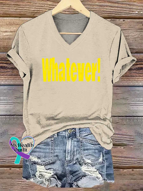 Women’s Whatever! V-neck Casual T-Shirt Sand / S