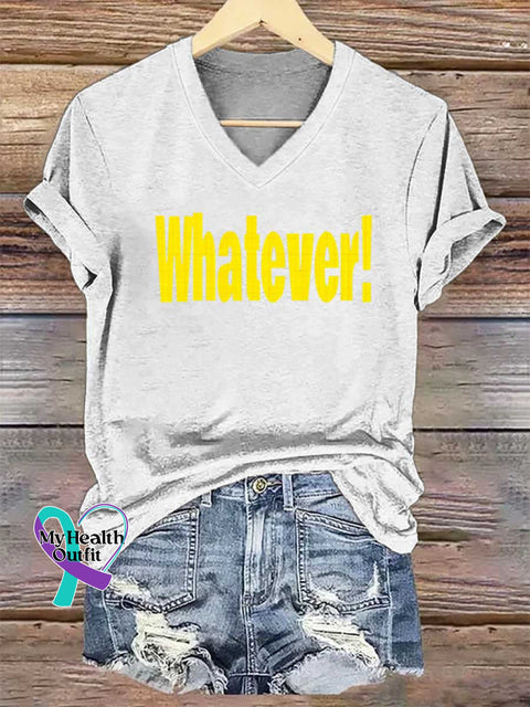 Women’s Whatever! V-neck Casual T-Shirt White / S