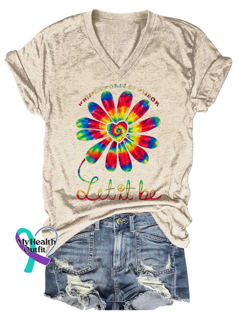 Women’s WHISPER WOPES OF WISDON Let It Be V-neck Casual T-Shirt Sand / S