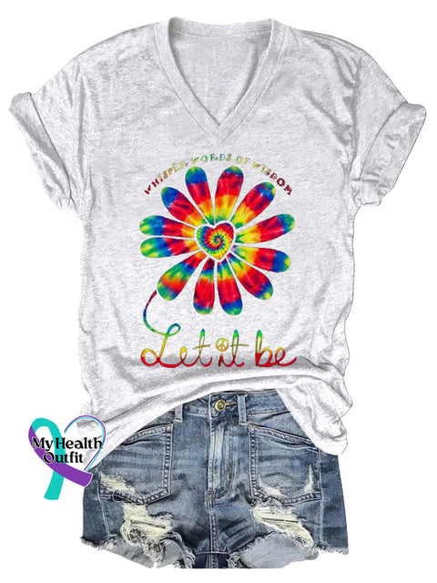 Women’s WHISPER WOPES OF WISDON Let It Be V-neck Casual T-Shirt White / S