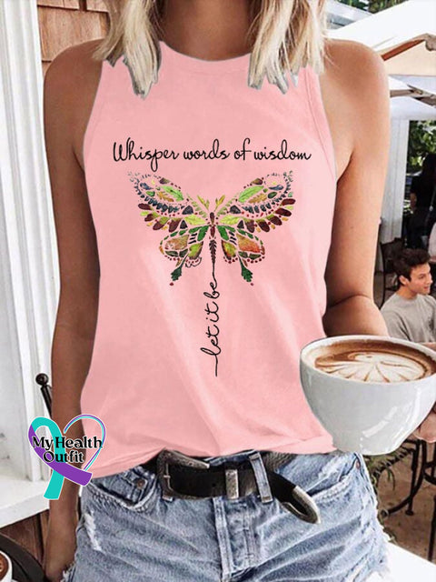 Women’s Whisper Word Of Wisdom Let It Be Printed Casual Vest Pink / S