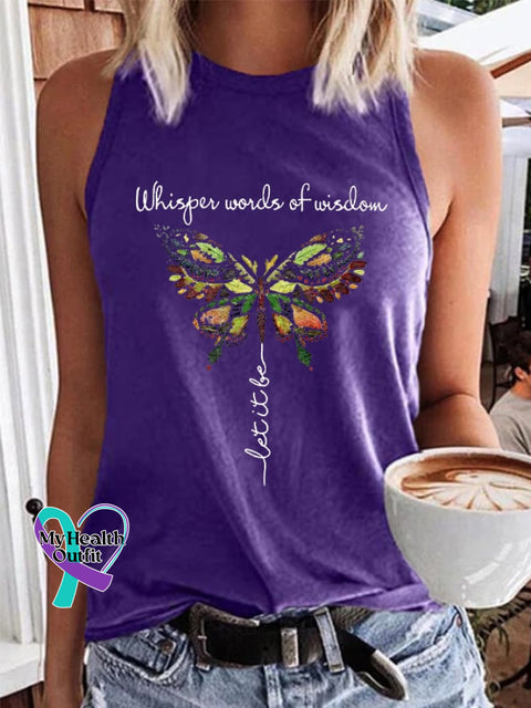 Women’s Whisper Word Of Wisdom Let It Be Printed Casual Vest Purple / S