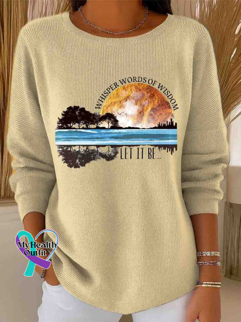 Women’s Whisper Words Of Wisdom Let It Be Art Casual Pullover Sweater Apricot / S