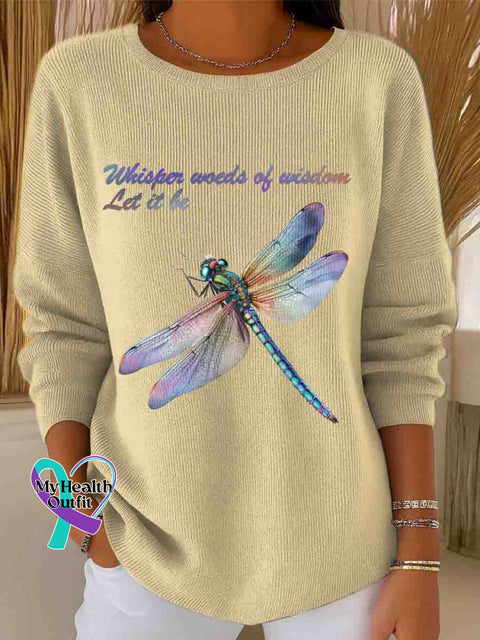 Women’s Whisper Words Of Wisdom Let It Be Art Casual Pullover Sweater Apricot / S