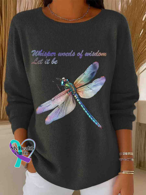 Women’s Whisper Words Of Wisdom Let It Be Art Casual Pullover Sweater Black / S