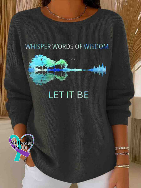 Women’s Whisper Words Of Wisdom Let It Be Art Casual Pullover Sweater Black / S