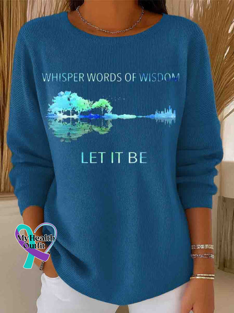 Women’s Whisper Words Of Wisdom Let It Be Art Casual Pullover Sweater Blue / S