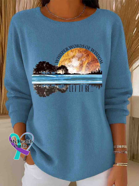 Women’s Whisper Words Of Wisdom Let It Be Art Casual Pullover Sweater Blue / S