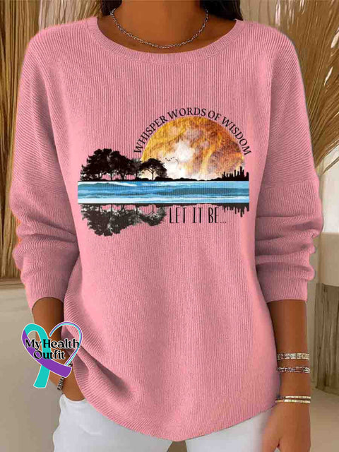 Women’s Whisper Words Of Wisdom Let It Be Art Casual Pullover Sweater Pink / S