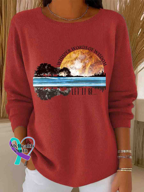 Women’s Whisper Words Of Wisdom Let It Be Art Casual Pullover Sweater Red / S