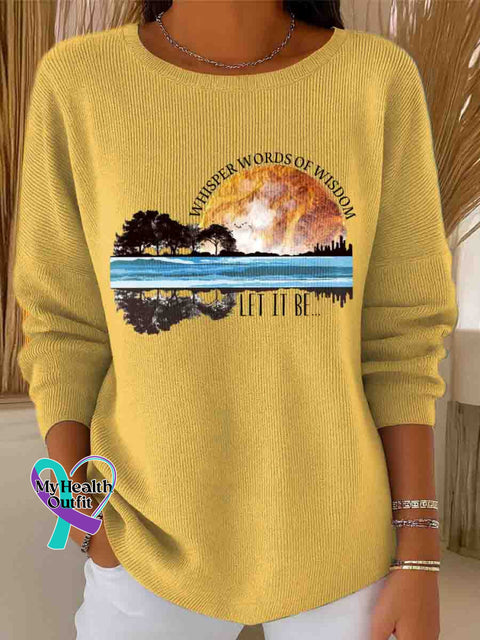 Women’s Whisper Words Of Wisdom Let It Be Art Casual Pullover Sweater Yellow / S