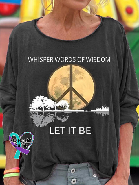 Women’s Whisper Words Of Wisdom Let It Be Art Pattern Print T-Shirt Black / S