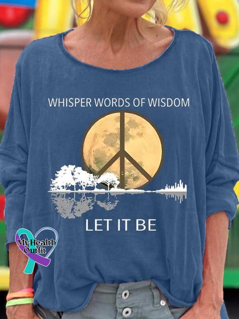 Women’s Whisper Words Of Wisdom Let It Be Art Pattern Print T-Shirt Blue / S