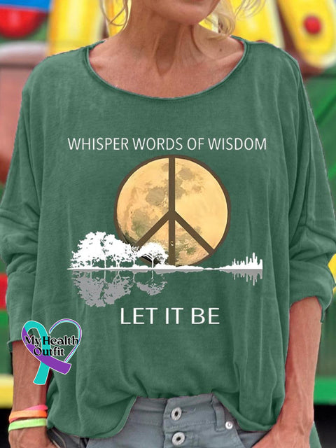 Women’s Whisper Words Of Wisdom Let It Be Art Pattern Print T-Shirt Green / S