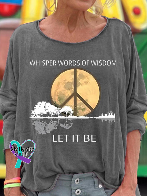 Women’s Whisper Words Of Wisdom Let It Be Art Pattern Print T-Shirt Grey / S