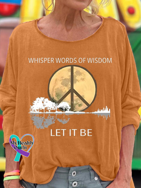 Women’s Whisper Words Of Wisdom Let It Be Art Pattern Print T-Shirt Orange / S