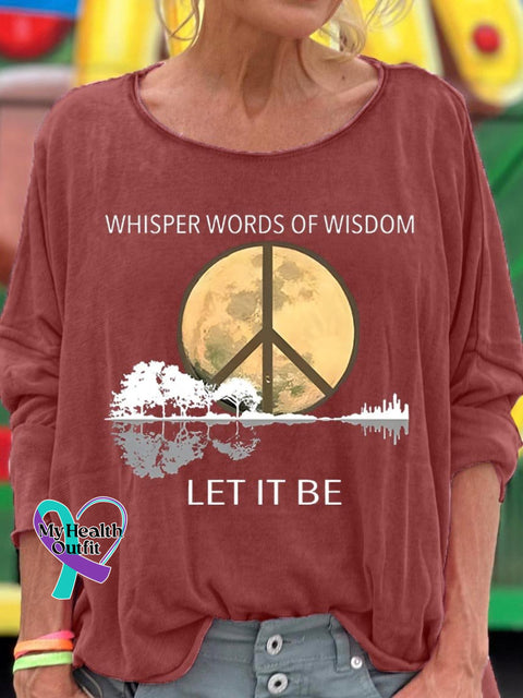 Women’s Whisper Words Of Wisdom Let It Be Art Pattern Print T-Shirt Red / S