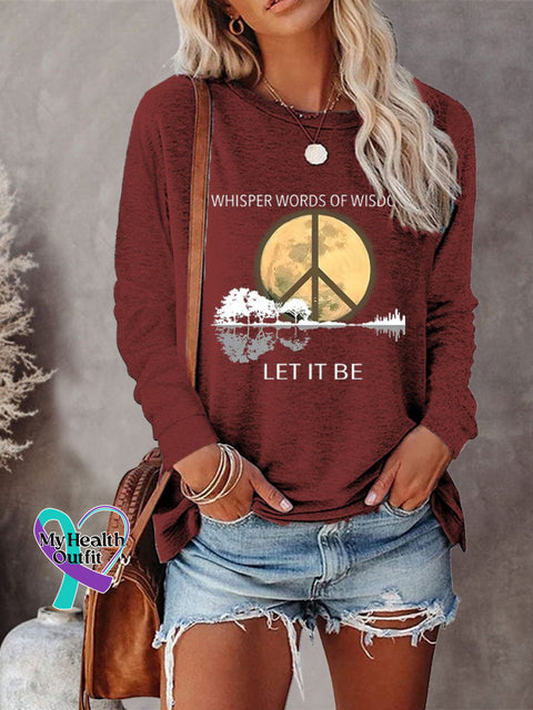 Women’s Whisper Words Of Wisdom Let It Be Art Print Casual Long Sleeve Sweatshirt Red / S
