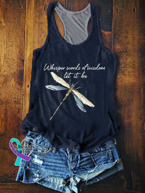 Women’s Whisper Words of Wisdom Let It Be Dragonfly Tank Top Blue / S