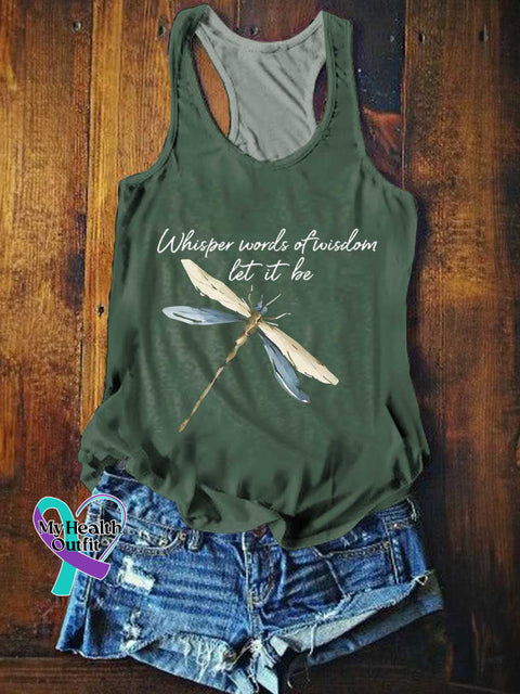 Women’s Whisper Words of Wisdom Let It Be Dragonfly Tank Top Green / S
