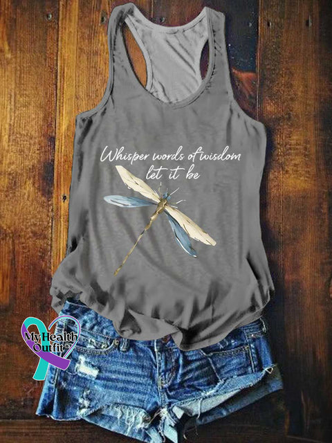 Women’s Whisper Words of Wisdom Let It Be Dragonfly Tank Top Grey / S