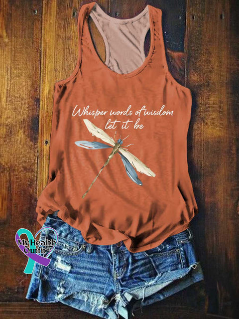 Women’s Whisper Words of Wisdom Let It Be Dragonfly Tank Top Orange / S