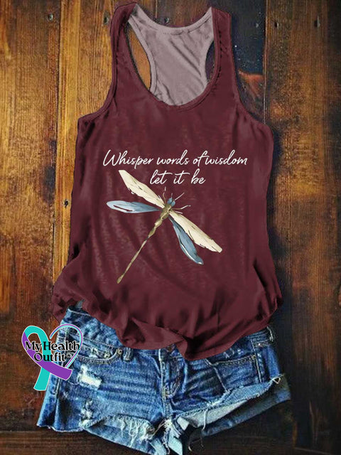Women’s Whisper Words of Wisdom Let It Be Dragonfly Tank Top Red / S