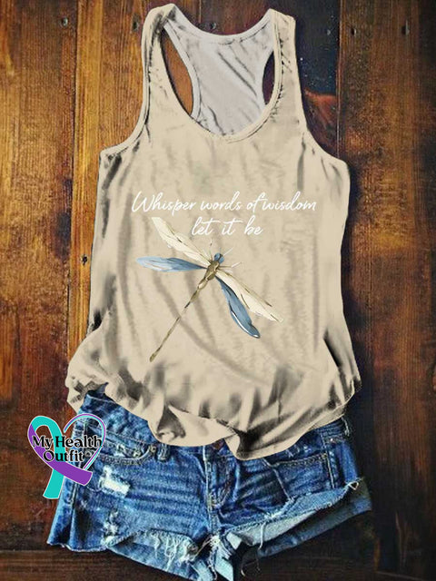 Women’s Whisper Words of Wisdom Let It Be Dragonfly Tank Top Sand / S