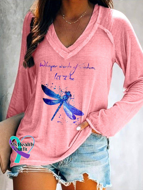 Women’s Whisper Words Of Wisdom Let It Be Hippie V-Neck Long Sleeve T-Shirt Pink / S