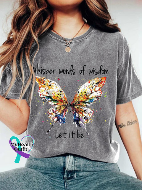 Women’s Whisper Words Of Wisdom Let It Be Print Casual T-Shirt Light Grey / S