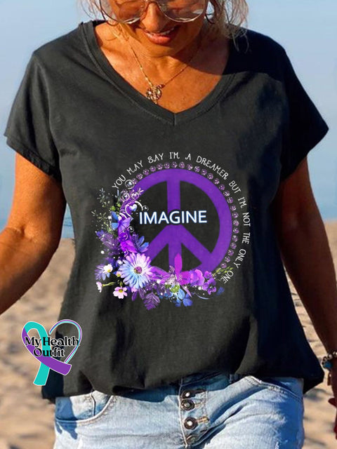 Women’s Whisper Words Of Wisdom Let It Be V Neck T-Shirt Black / 3Xl