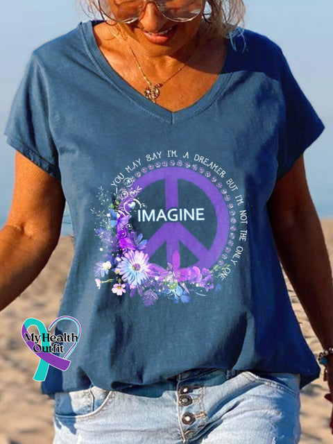 Women’s Whisper Words Of Wisdom Let It Be V Neck T-Shirt Blue / M