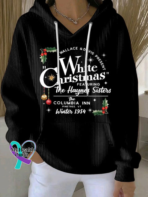 Women’s White Christmas Print Sweatshirt Black / S