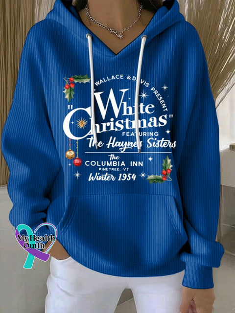 Women’s White Christmas Print Sweatshirt Blue / S