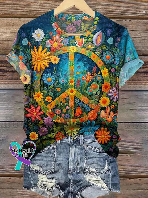 Women’s Wildflower Peace V Neck T-Shirt As Shown / S