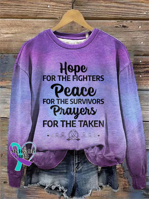 Women’s World Cancer Day Awareness Print Sweatshirt Purple / S