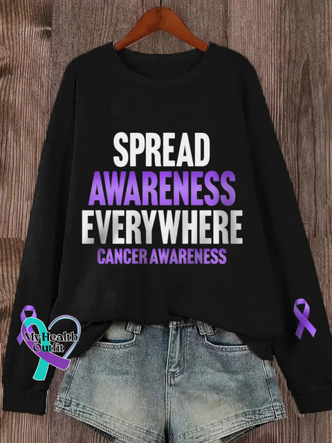 Women’s World Cancer Day Spread Awareness Everywhere Print Sweatshirt Black / S