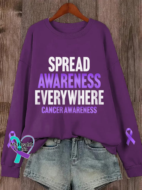 Women’s World Cancer Day Spread Awareness Everywhere Print Sweatshirt Purple / S