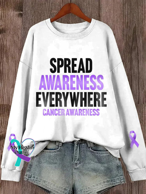 Women’s World Cancer Day Spread Awareness Everywhere Print Sweatshirt White / S