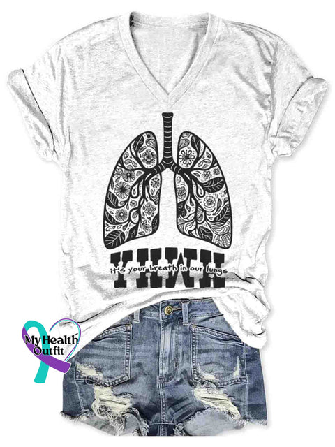 Women’s YHWH It’s Your Breath In Our Lungs V-neck Casual T-Shirt White / S