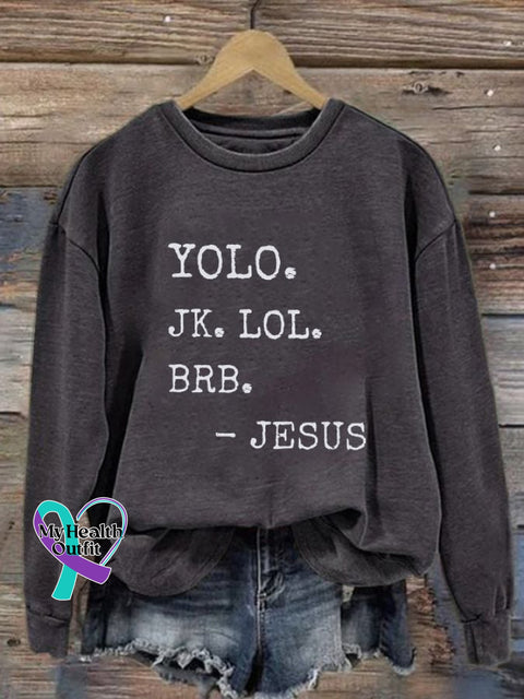 Women’s Yolo Jesus Pullover Sweatshirt Dark Grey / S