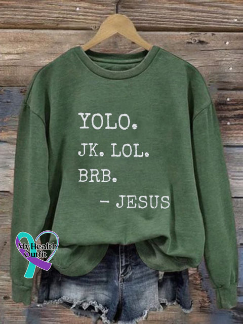 Women’s Yolo Jesus Pullover Sweatshirt Green / S