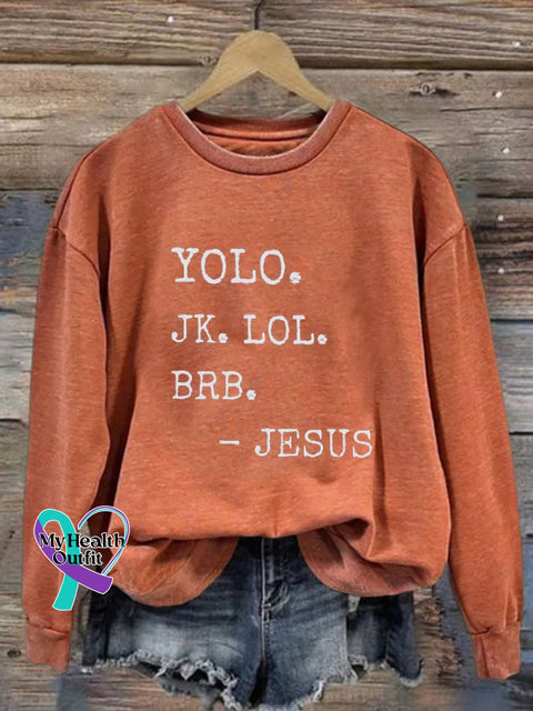 Women’s Yolo Jesus Pullover Sweatshirt Orange / S