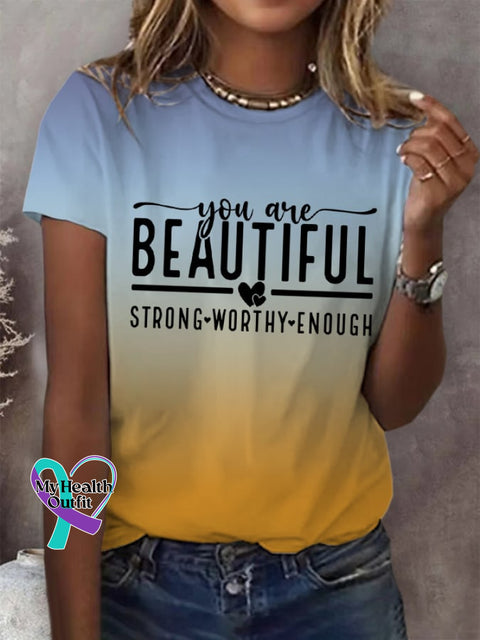 Women’s You Are Beautiful Print T-Shirt Picture 3 / S