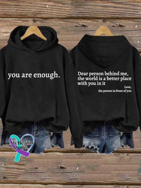 Women’s You Are Enough Dear Person Behind Me Print Casual Sweatshirt Black / S