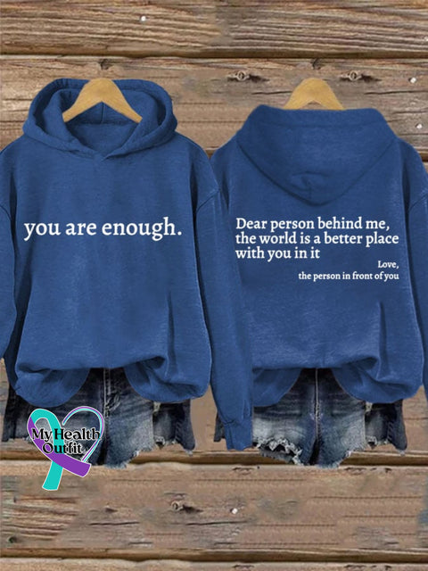 Women’s You Are Enough Dear Person Behind Me Print Casual Sweatshirt Blue / S
