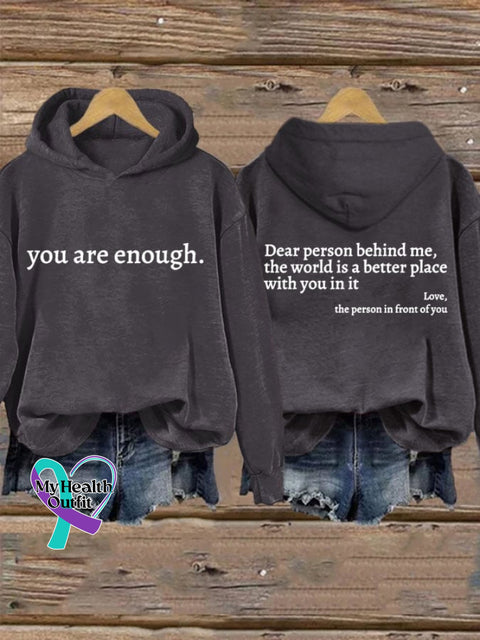 Women’s You Are Enough Dear Person Behind Me Print Casual Sweatshirt Dark Grey / S