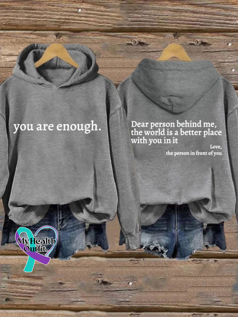 Women’s You Are Enough Dear Person Behind Me Print Casual Sweatshirt Light Grey / S